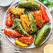 Gluten-free chickpea flour stuffed peppers