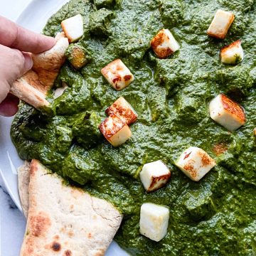 Palak Paneer-Indian spinach and cheese recipe.