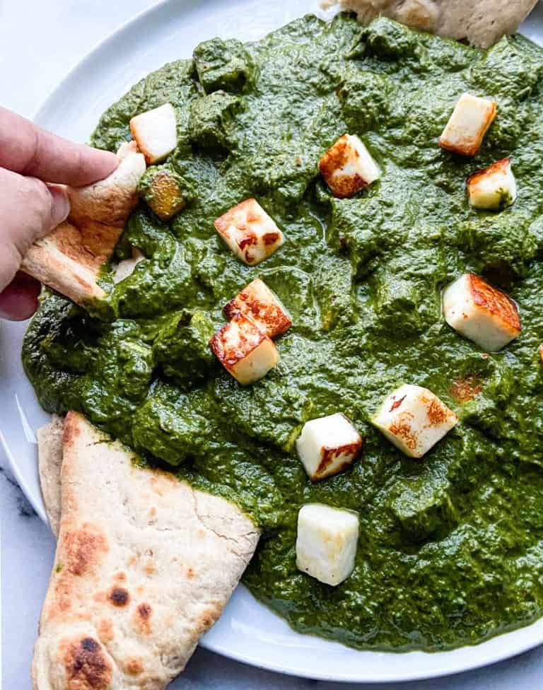 Palak Paneer-Indian spinach and cheese recipe.