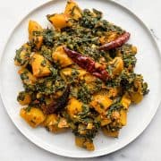 Aloo palak recipe. Indian Spinach with Potato recipe.