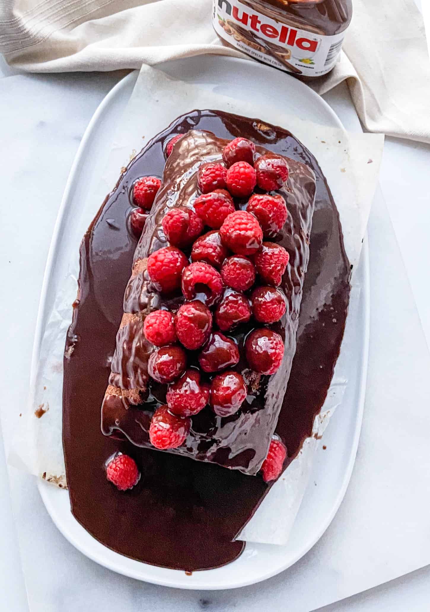 nutella chocolate cake recipe with raspberries