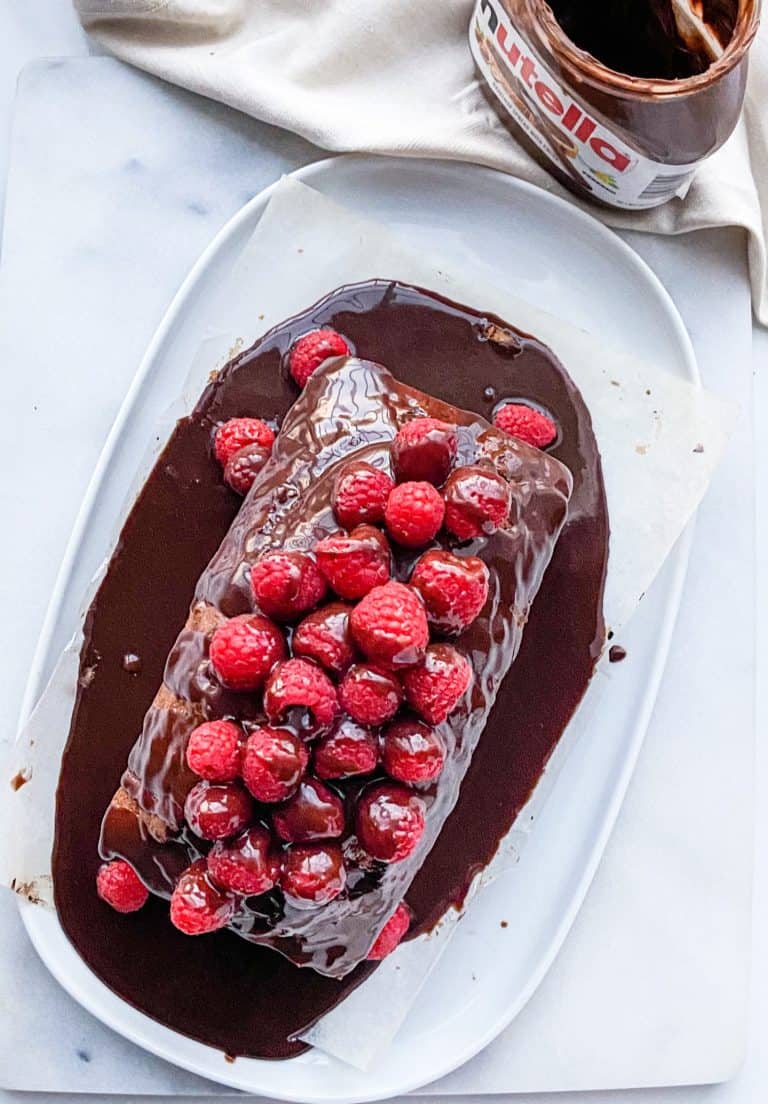 nutella loaf cake recipe with nutella ganache.