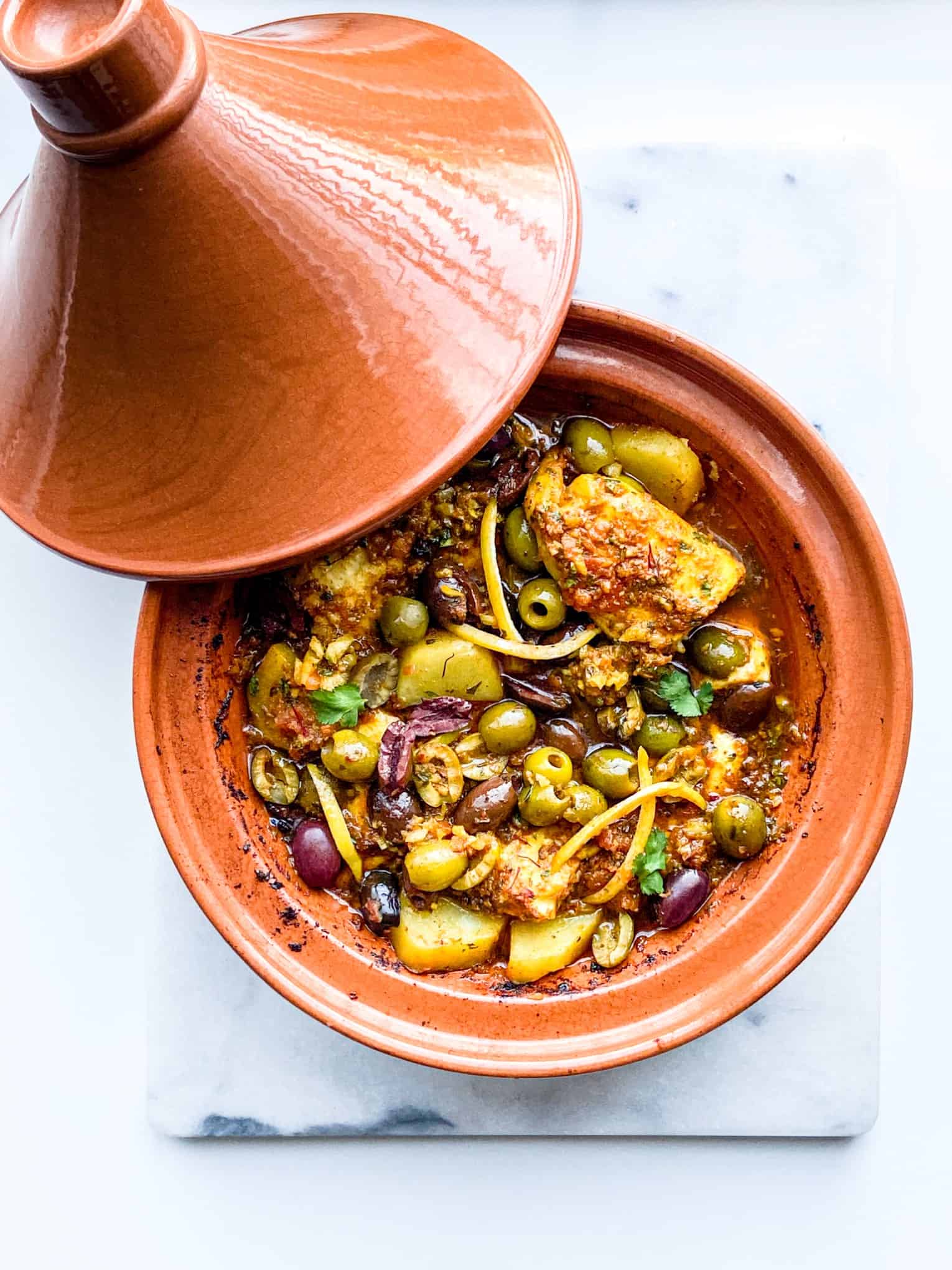 tagine with fish, olives and saffron