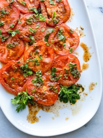 Indian tomato salad flat lay.