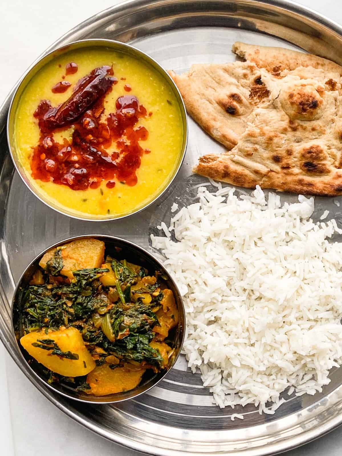 Indian vegetarian food on a plate