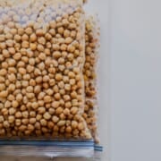 Cooked chickpeas stored in a freezer bag
